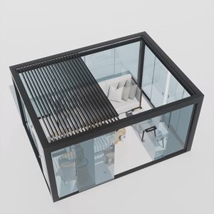 Luxe Aluminium Outdoor Pergola Waterdicht Intrekbaar Lamellendak Met Glazen Schuifdeur Gemotoriseerd Patio Tuinhuisje - Product Image 2