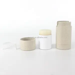 45ml Biodegradable Kraft Paper Inner Barrel Eco-Friendly Twisted Up Refillable Deodorant Container Screw Cap Wheat Straw Body