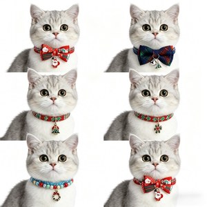 Christmas <strong>Pet</strong> Plaid Red Cute Christmas Cat Collar with Bell Bowtie Adjustable Breakaway Collar for <strong>Pet</strong> Holiday Photoshoot <strong>Gift</strong> - Product Image 6