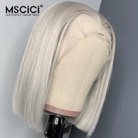 Peluca de Cabello Humano Virgen Camboyano Liso Rubio Ceniza con Encaje Frontal HD 13x4 Sin Pegamento, Marca Privada, Fábrica OEM, 100% Cabello Humano