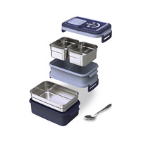 Boîte à lunch en acier inoxydable à 3 compartiments avec bocal pour enfants et adultes lavable au lave-vaisselle