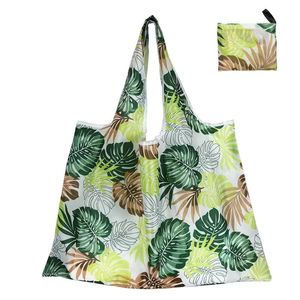 Custom Floral Print Polyester <b>Foldable</b> Eco-friendly Reusable Grocery <b>Shopping</b> Tote <b>Bag</b> Recyclable Promotional Woman Handbag - Product Image 3