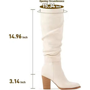 Bottes Hautes <span class=keywords><strong>Femme</strong></span> d'Hiver OEM à Talon Carré Épais, Bout Pointu, en <span class=keywords><strong>Daim</strong></span> Souple, Mi-Mollet, Fermeture Éclair Latérale – Idéales pour les Fêtes en Gros - Product Image 2