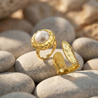 Bague pour femme en tungstène électroplaqué, ornée de perles colorées et de coquillages, de haute qualité, au design de niche européen-américain, tendance Instagram