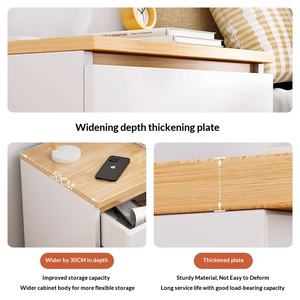 <span class=keywords><strong>Table</strong></span> de chevet blanche de style nordique moderne avec 2 tiroirs, petit meuble de rangement pour chambre à coucher, meubles de maison en MDF - Product Image 3