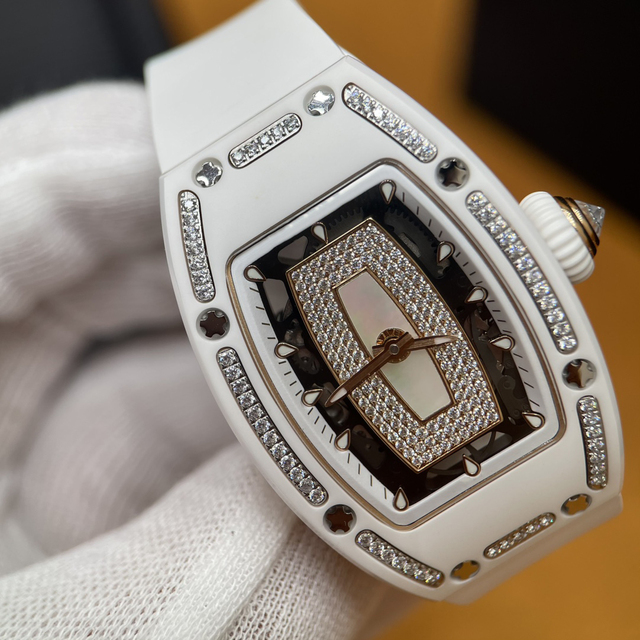 High End Luxury Brand Style Wristwatch Diamond Inlay Sapphire Crystal Dial Carbon Fiber Case Rubber Mechanical Movement-Unisex