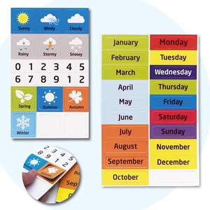 ปฏิทินแม่เหล็กสำหรับเด็กก่อนวัยเรียน ลายสีน้ำเงินแบบกำห<span class=keywords><strong>น</strong></span>ดเอง พร้อมแผนภูมิสภาพอากาศและฤดูกาลที่ทันสมัย พร้อมสติกเกอร์แม่เหล็กสำหรับการเรียนรู้สัปดาห์และเดือน - Product Image 3