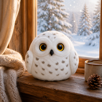 Peluche hibou des neiges ultra douce lestée avec billes de verre pour soulager l'anxiété et offrir un soutien émotionnel