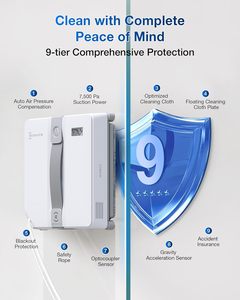Nettoyeur de vitres robot ECOVACS Mini Thin, protection à 9 niveaux, pulvérisation d'eau à ultrasons, brume fine, sans traces, écologique - Product Image 2