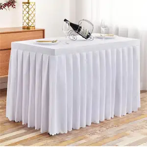 قماش تنورة لطاولة بيضاء لاستخدامات حفلات الزفاف وحفلات السهرات