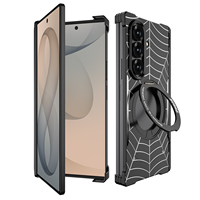 Coque de téléphone antichoc de luxe en TPU+PC avec support magnétique sans fil et cadre sans bords style araignée pour Z