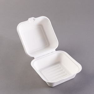 Biểu tượng tùy chỉnh 6x6 Burger hộp vỏ sò <span class=keywords><strong>Hamburger</strong></span> container mía dùng một lần Burger hộp vỏ sò - Product Image 5