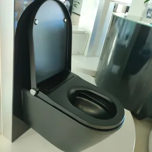 Siège de toilette intelligent moderne monobloc suspendu au mur noir mat Siège de toilette intelligent intégré