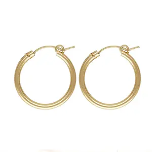 Euro Style 14k Real Gold Filled Hoop Earrings Simple Style Earrings