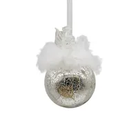 अद्वितीय डिजाइन क्रिसमस पेड़ सजावट 8cm गिलास गेंद के साथ पंख
