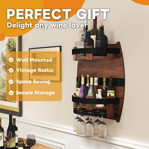 Portabottiglie in legno portabottiglie in legno portabottiglie da parete decorativo Vintage - Product Image 6