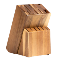 Support à Couteaux Multifonctionnel en Bois d'Acacia – Organisateur de Rangement pour Ustensiles de Cuisine – Bloc à Couteaux pour Garder les Couteaux Organisés – Offre Spéciale