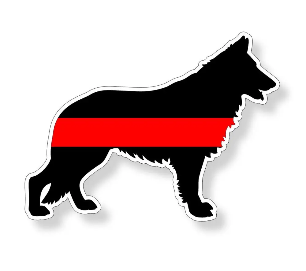 German Shepard Fireman K9 Dog Red Line Sticker Car Truck Cup Laptop Window Decal