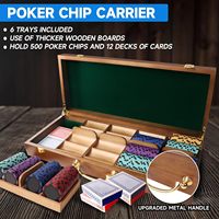 Étui professionnel pour jetons de poker en noyer avec 5 plateaux, capacité de 500 jetons de casino, organisateur de rangement en bois pour jeux de poker