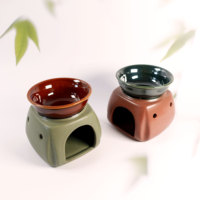 Multiples Brûleurs d'Encens à Huiles Essentielles en Céramique Ancienne pour Yoga SPA Parfums d'Intérieur Dispositif de Chauffage et de Fusion de Cire