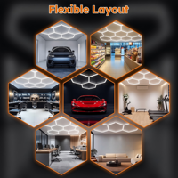 Plafonnier LED Nid d'Abeille Hexagonal pour Garage, Température de Couleur Sélectionnable 3CCT, Modulaire Extensible DIY pour Garage, Salle de Sport, Bureau