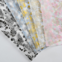Film mat robuste 5S, motif papillon, papier d'emballage floral semi-transparent, vente en gros