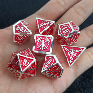 Feeron – Jeu de dés polyédriques en métal équilibrés de qualité supérieure, 7 pièces, gravés, thème Dragons et Donjons, durables et amusants - Product Image 3