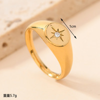 Bague en diamant étoile ovale en acier inoxydable pour femme-Design à la mode et minimaliste