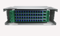 Panel Patch Fiber Optik 48 Port Full Loaded Tray dengan Adaptor SC/UPC dan Pigtails SM/OM3 Kompatibel GPRS 1U