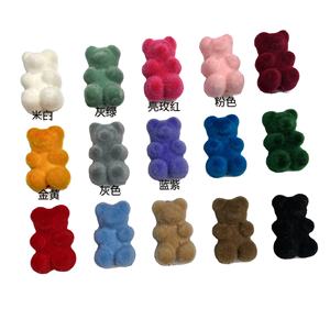 12*18mm colorato peloso Mini floccaggio orso animale sfuse perline acriliche fai da te fatto a mano per la creazione di gioielli accessori orecchino - Product Image 2
