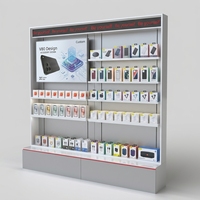 Vitrine d'accessoires téléphoniques Ceres personnalisée, jaune, écologique, robuste, recyclable, de haute qualité, avec revêtement poudré et éclairage LED dissimulé