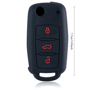 Étui de clé de voiture en silicone pour VW Volkswagen <span class=keywords><strong>Polo</strong></span> Bora Tiguan Passat Golf 6 Lavida Scirocco 3 boutons Accessoires - Product Image 5