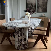 Table à manger en marbre Calacatta Viola poli brillant KT STONE, surface brillante, mobilier de luxe pour la décoration de la salle à manger