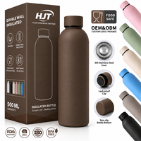 Bouteille d'eau sport réutilisable en acier inoxydable 500 ml (17 oz), isotherme sous vide, anti-fuite, pour la gym, OEM