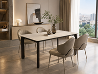 Table à manger moderne en pierre frittée avec pieds en métal, table de cuisine minimaliste pour la maison, fabricant de meubles pour hôtels