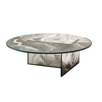 Table basse de luxe - Verre coloré ovale pour salon, plateau en verre fusionné au design liquide, idéal pour la décoration