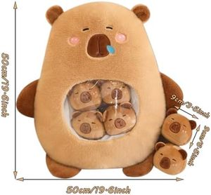 Capybara Plushie Doll Pillow Super Soft 6 Cute Baby Capybara Animales de peluche Juguete marrón para niños y niñas Bolsa de aperitivos incluida - Product Image 6