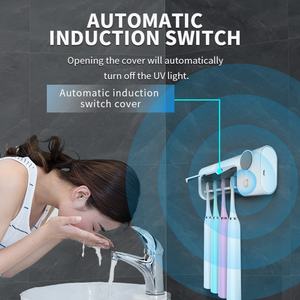 Soporte de pared recargable para cepillos de dientes, sin perforaciones, 4 ranuras, función de temporizador, limpiador de cepillos de dientes UV - Product Image 4