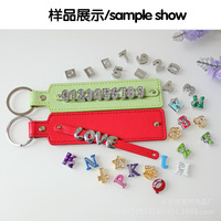 Porte-clés vierge en cuir PU YY avec anneaux de 8 mm, couleurs assorties, pour perles de charme et gravure laser