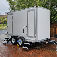 Remolque de Baño Portátil de 2 Unidades con Paneles Solares, Diseño Moderno Ecológico, Remolque de Baño de Fibra de Vidrio para Eventos al Aire Libre