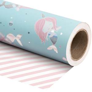 Top Reversible Mermaid <b>Paper</b> Gift <b>Wrapping</b> <b>Paper</b> <b>Roll</b> Happy <b>Birthday</b> <b>Paper</b> For Florists - Product Image 5