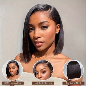 วิกผมบ๊อบทำจากผมแท้ ไม่ต้องใช้กาว  พร้อมผมที่ถอนมาแล้ว 13x4 HD Lace Front  วิกผมแท้แบบสวมใส่ได้ทันที - Product Image 4