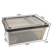 Cage à reptiles empilable en gros avec de grands trous de ventilation 32*22*15cm, conteneur d'élevage en plastique