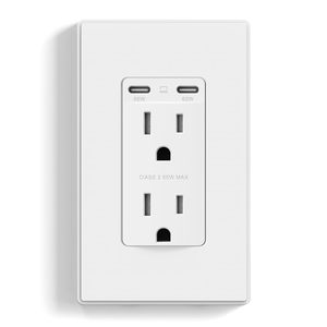 ELEGRP Enchufe USB C de Ultra Velocidad de 65 W, Enchufe de Pared de 15 Amperios con Puertos USB C, Enchufe USB Resistente a Manipulaciones para Computadora Portátil - Product Image 1