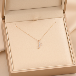 Collier pendentif lettre F en or rose 18 carats, serti de diamants naturels, pour femme, idéal pour un usage quotidien - Vente en gros de bijoux fins très demandés - Product Image 6