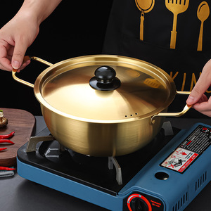 Korean Style <strong>Paella</strong> <strong>Pan</strong> Gold Silver Noodle Pot Double Ear Soup Pot Ramen <strong>Cooking</strong> Pot Frying <strong>Pan</strong> - Product Image 4