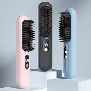 Cepillo Alisador de Cabello Inalámbrico con Pantalla Digital de Iones Negativos, Personalizado de Fábrica, Peine Eléctrico Portátil para Peinar - Product Image 2