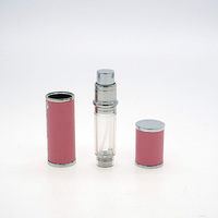 Flacon de parfum vide en verre rose de luxe de 5 ml avec pulvérisateur à pompe, remplissage par le bas et boîte