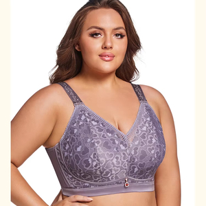 Nouveau solide noir sans couture grande taille soutien-gorge <span class=keywords><strong>grosse</strong></span> <span class=keywords><strong>femme</strong></span> avec de gros seins surdimensionné coupe mince Push-Up sous-vêtements sans fil - Product Image 3