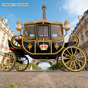 Carruaje de Cenicienta de Lujo Dorado Estilo Victoriano de Tamaño Real para Bodas, con 4 Ruedas y Tirado por Caballos - Product Image 2